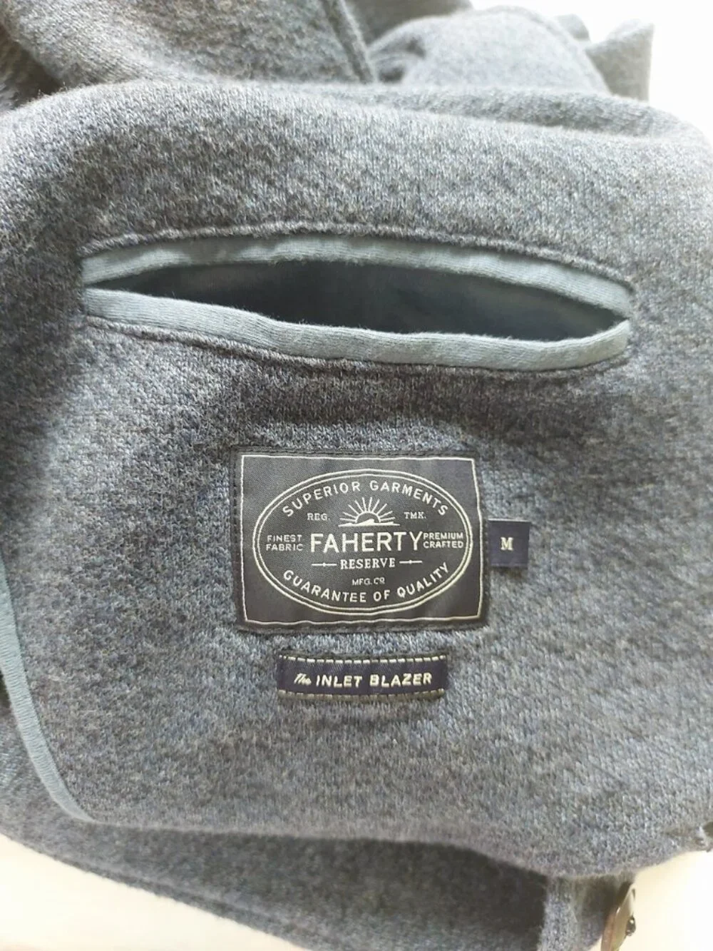 Faherty Men Reserve Inlet Blazer Medium Preppy Blue Pockets Two Button Jacket